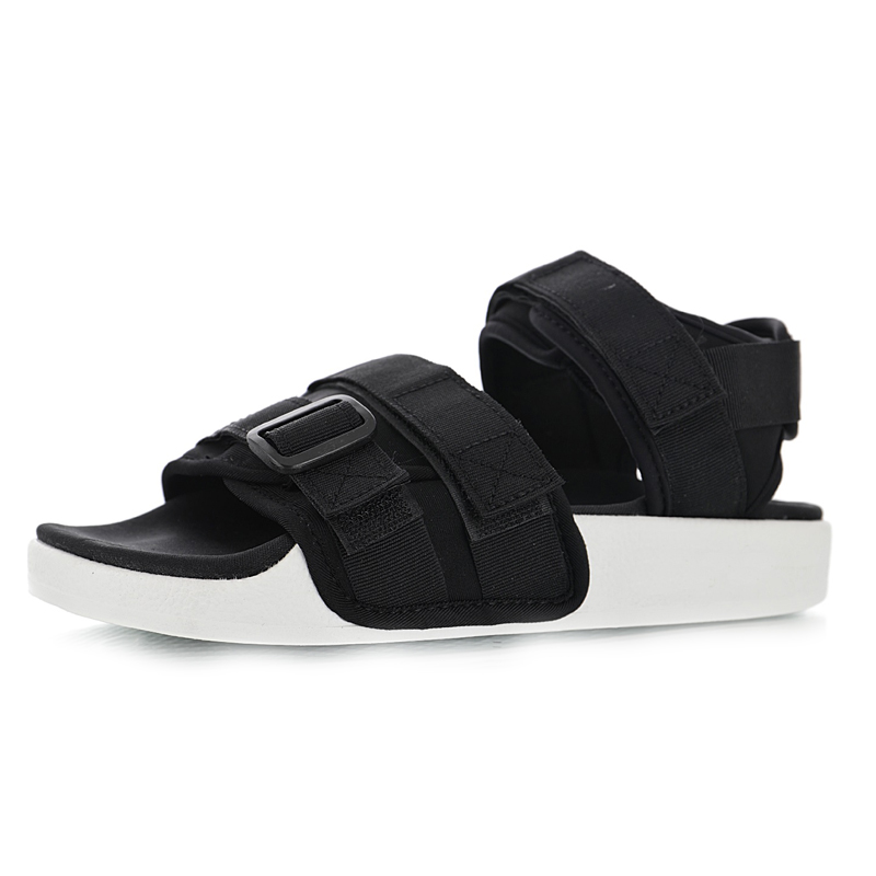 Hot Sale-Adilette Summer wild casual wear sandals "black and white" Solid color soles logo Logo Summer outing Outdoor play Hook & Loop