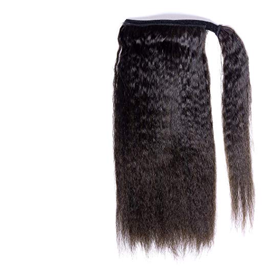 Human Hair Ponytail Kinky Straight Hairpieces Virgin Brazilian hair Iatian Yaki Straight Wrap Around Ponytails Hair extensions
