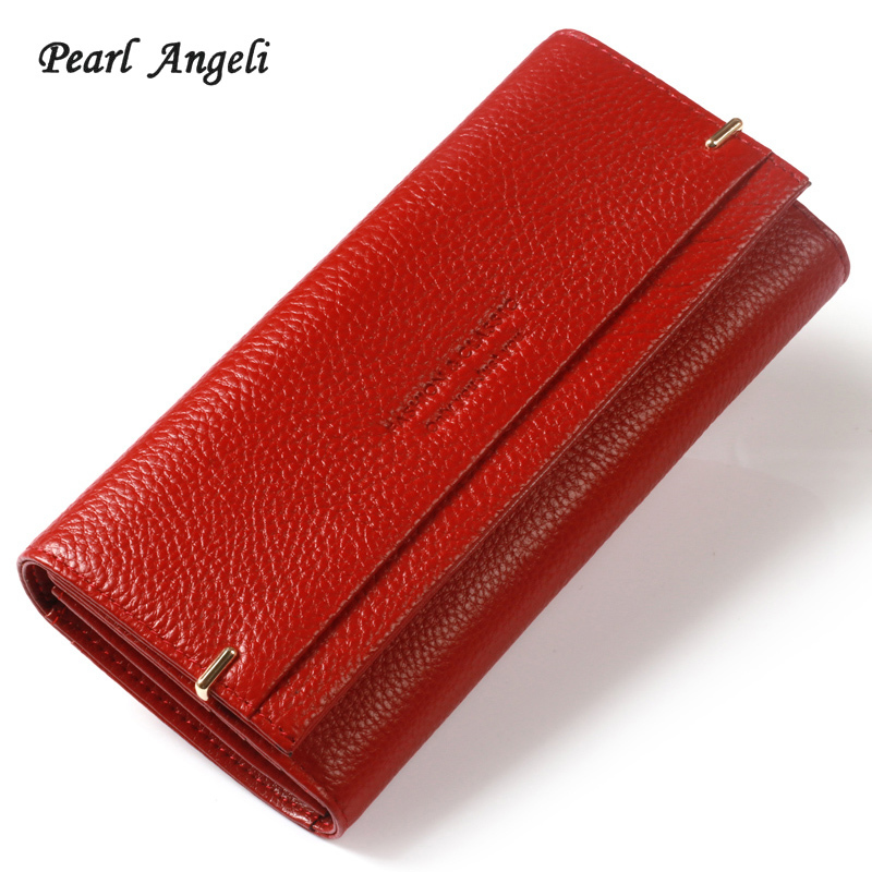 Pearl Angeli 2018 High Quality Rfid Genuine Cow Leather Letter Hasp Women Wallet Female Purse Clutch Wallet Portefeuille Femme Y19052302