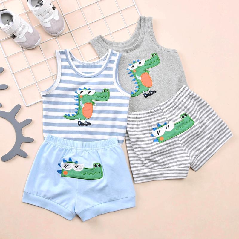 2020 Summer baby Boy girl clothes set animal print sleeveless top striped short summer pajams set outfit clothes, Blue
2020 Summer baby Boy girl clothes set animal print sleeveless top striped short summer pajams set outfit clothes, Blue