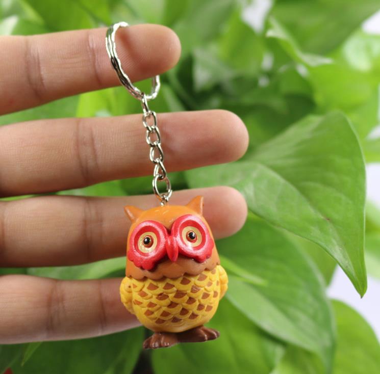 Owl Keychain Bag Car Key Chain Cute Animal Bird Pendant Figure Keyring Birthday Gift 4 Colors Mix 24pcs/Lot Wholesale
