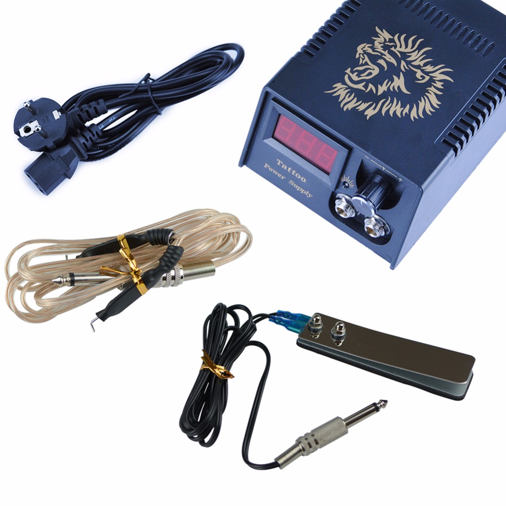 Complete Tattoo Kit 2 Tattoo Machines Gun Black Ink Set Power Supply Grips Body Arts Tools Set Permanent Makeup