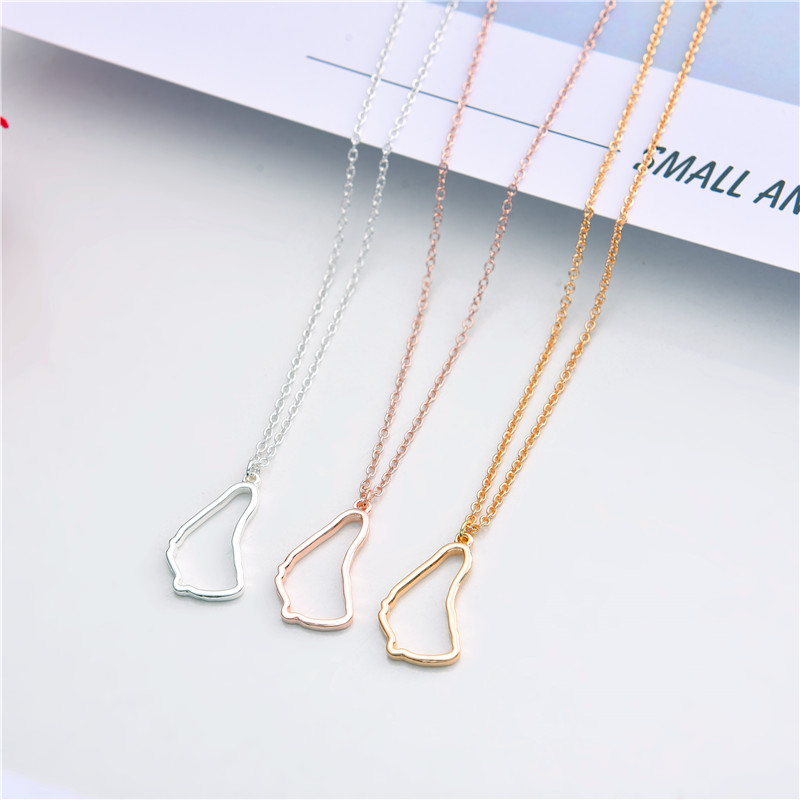 10PCS Small North America Caribbean Barbados Map Necklace Outline Country Barbados Island Continent Chain Necklaces Women Jewelry