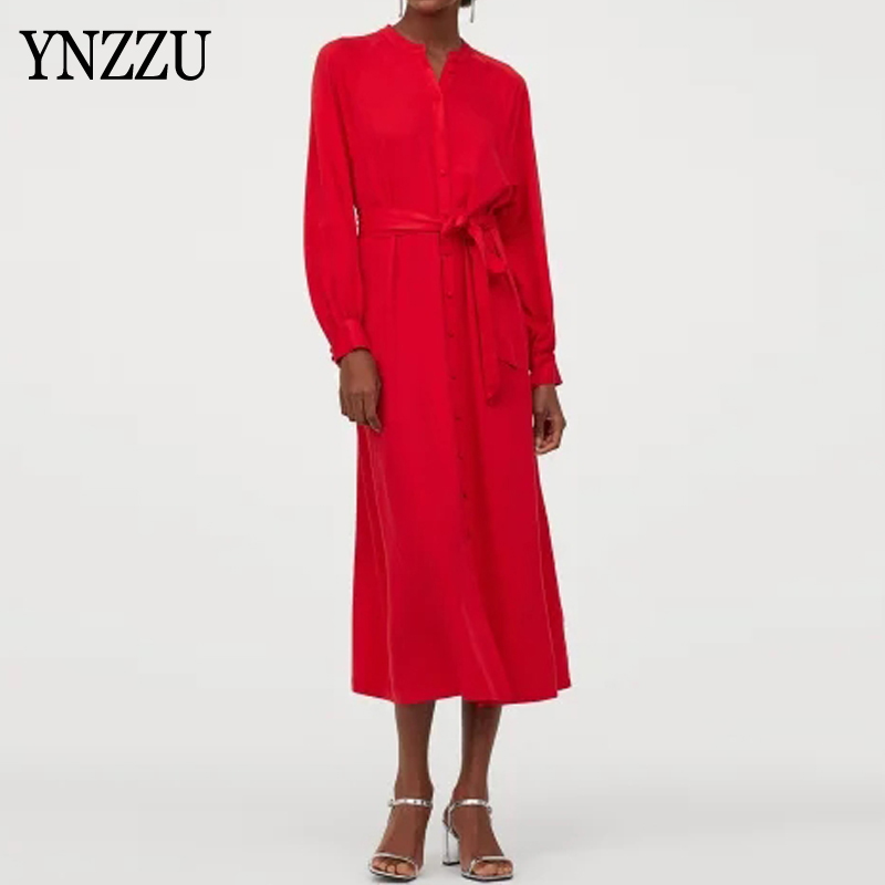 Casual Women Midi Dresses With Sashes 2020 New Long sleeve Buttons Female shirt dress Elegant Office ladies Vestidos YNZZU YD433, Red
Casual Women Midi Dresses With Sashes 2020 New Long sleeve Buttons Female shirt dress Elegant Office ladies Vestidos YNZZU YD433, Red