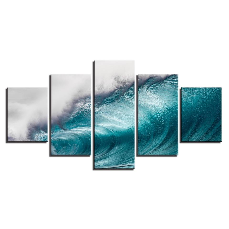 Modern Canvas Paintings Wall Art HD Prints 5 Pieces Rolling Waves Pictures Ocean Sea Wave Seascape Posters Home Decor(No Frame)