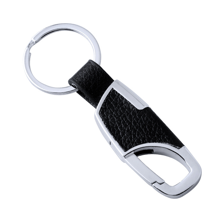 Fashion Jewelry Simple Leather Metal Keychain for Men Women Alloy Buckle Men Black Key Chain Key Ring Car Accessories Gifts