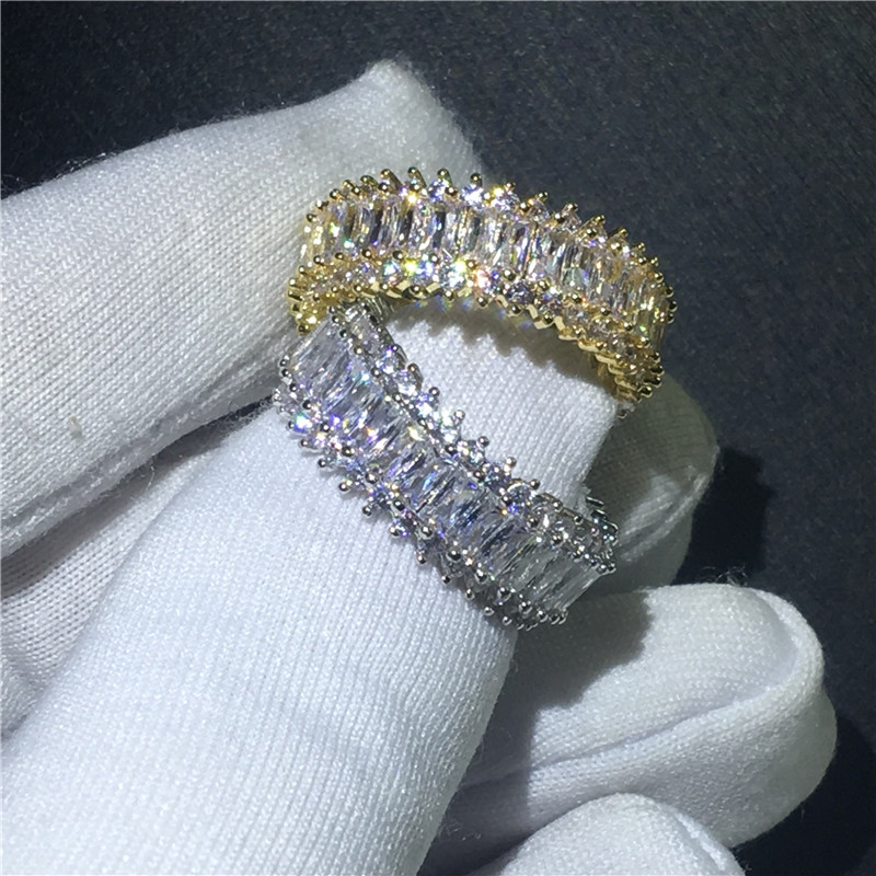 Fashion Tennis Promise ring 5A Cz Stone White Gold Filled Statement Party wedding band ring for women Men Finger Jewelry