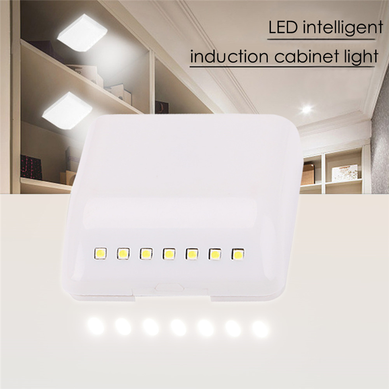 7 LED Light Sensor Night Lamp PIR Infrared Motion Sensor Light for Kitchen Cabinets Wardrobe Drawer Closet Battery Powered(No Include)