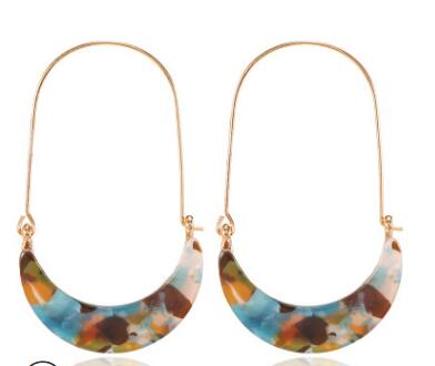 European and American new earrings creative alloy crescent acrylic acetate leopard plate earrings big ear hook earrings WY711