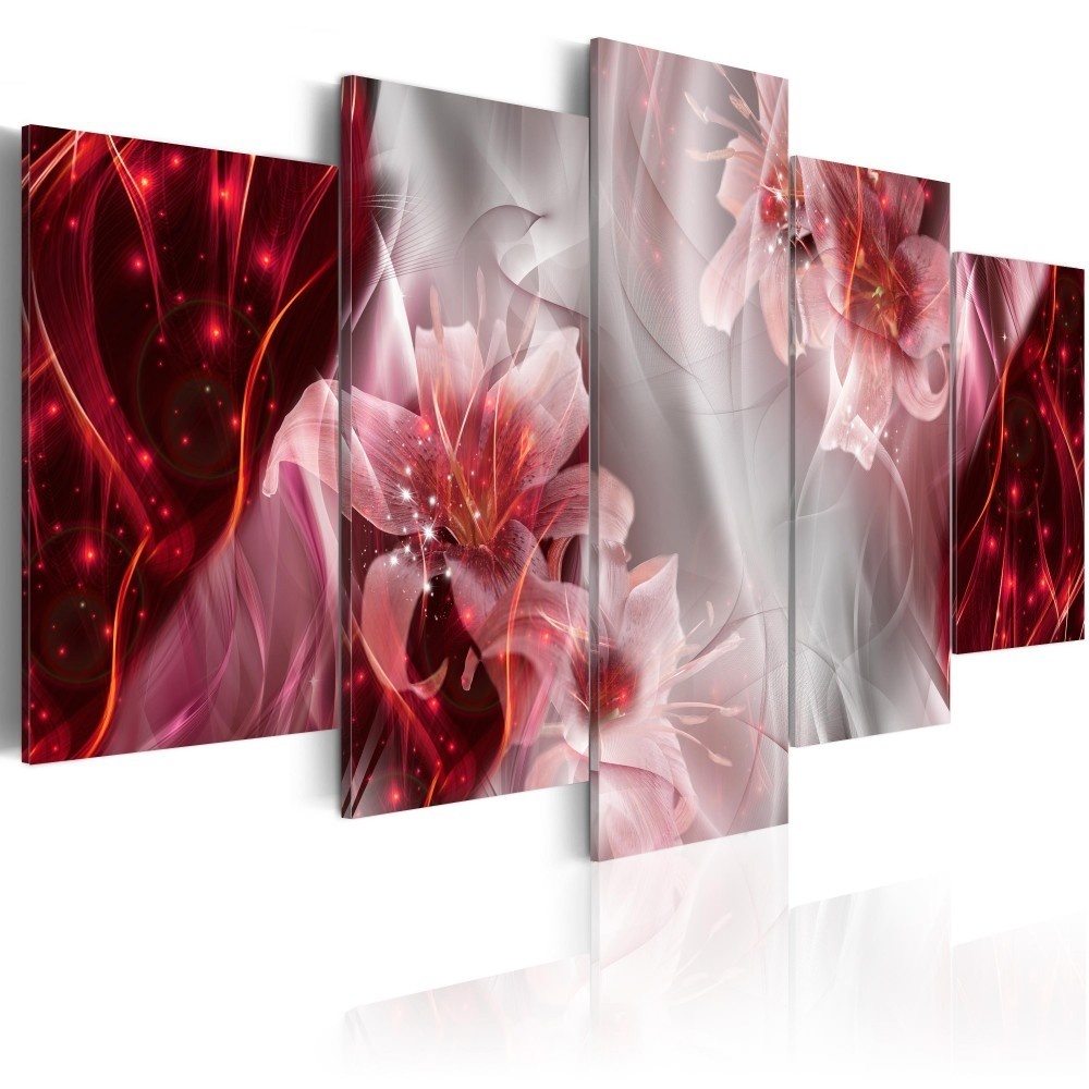 5 Pcs Picture Home Decoracion Canvas Wall Oil Painting Flower Pictures for Living Room Abstract Modern Lilies Paintings (No Frames)