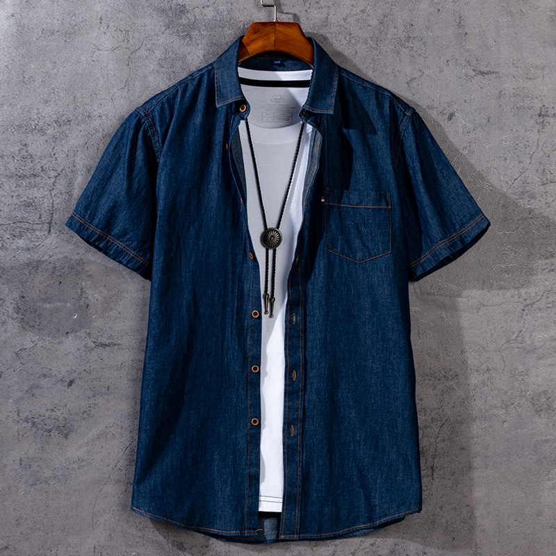 Summer Fashion Mens Denim Shirts Water Washing Cotton Short Sleeve Blue Pocket Clothing Man's Slim Fit Clothes
Summer Fashion Mens Denim Shirts Water Washing Cotton Short Sleeve Blue Pocket Clothing Man's Slim Fit Clothes
