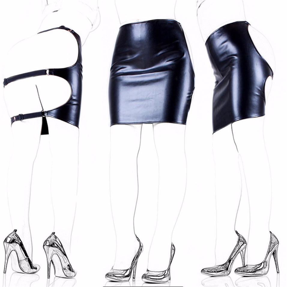 Camatech Fetish Slave Spanking Skirt Mini Pu Leather Open Hip Bondage Dress Sm Bondage Restranit Adult Game Erotic Toy For Women Y190716 - view 3