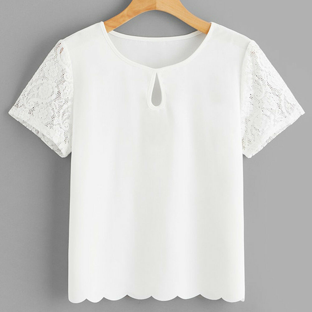 Women New Summer Short Sleeve Lace Blouse Shirts Fashion Female Solid White Casual Blouses Tops Shirts Ouitfits Femme, As pic
Women New Summer Short Sleeve Lace Blouse Shirts Fashion Female Solid White Casual Blouses Tops Shirts Ouitfits Femme, As pic