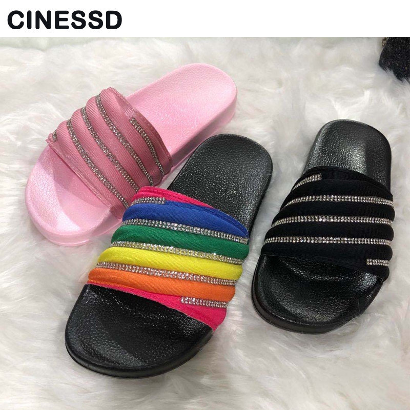 Comfortable flat heel women beach shoes sequins open toe rainbow color shining sandals casual slippers size 37-41, Black
Comfortable flat heel women beach shoes sequins open toe rainbow color shining sandals casual slippers size 37-41, Black