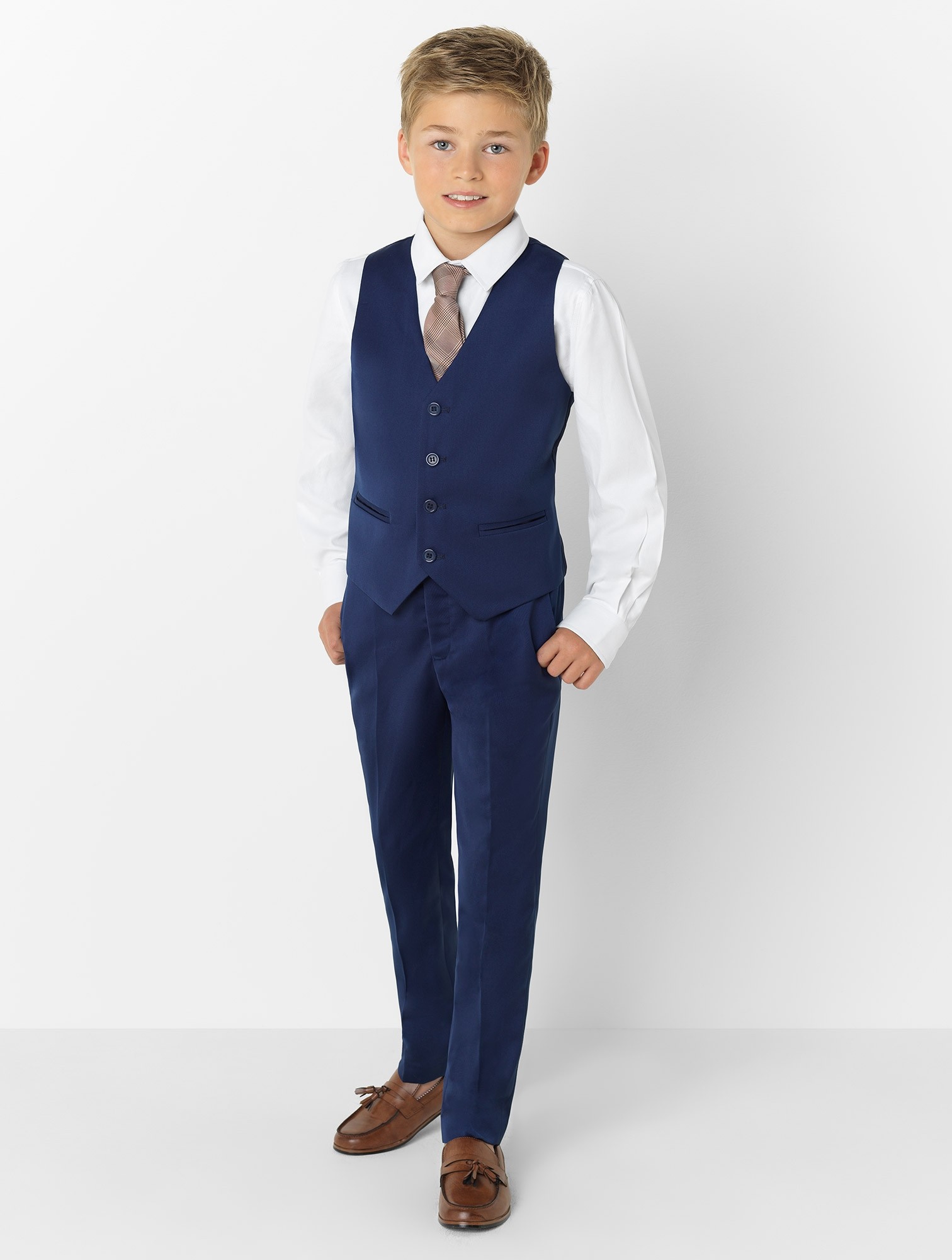 Custom Made Kids Wedding Tuxedos Handsome 3 Pieces Peaked Lapel Pants Suits Handsome Boy's Formal Wear(Jacket+vest+Pants)
