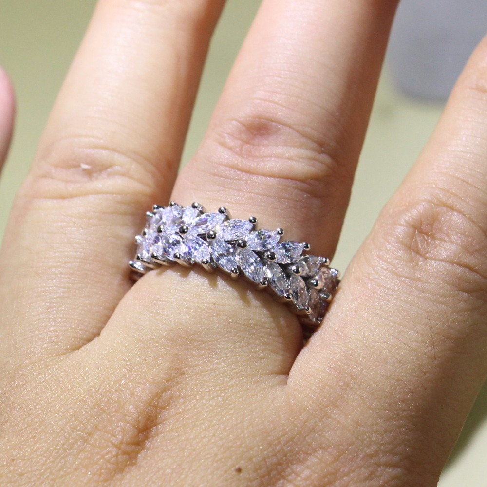 Sterg Sier White Topaz CZ Dia Eternity Ring for Women