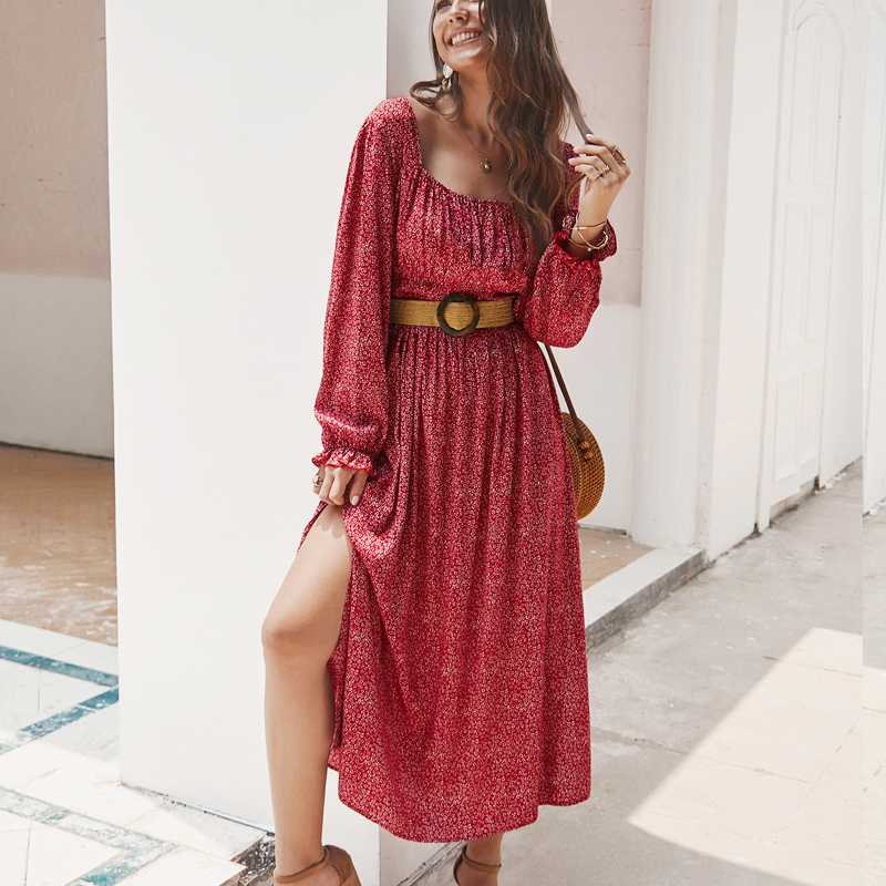 Autumn vestidos yellow long dress Summer Women 2019 Fashion Square collar floral long-sleeved Womens long Dresses robe femme, Red
Autumn vestidos yellow long dress Summer Women 2019 Fashion Square collar floral long-sleeved Womens long Dresses robe femme, Red