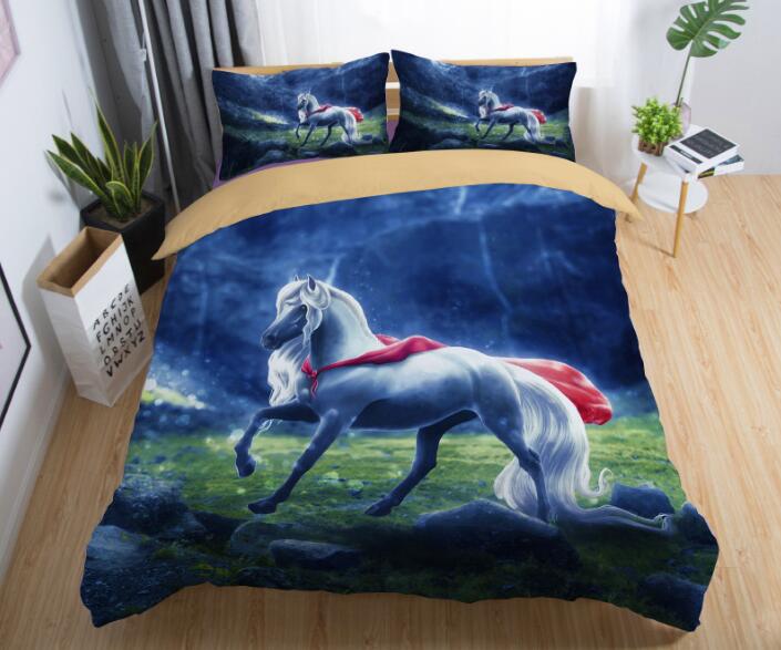 3D Horse Bedding Set Flying with Pillowcase Twin Full Queen King Size 2pcs/3pcs