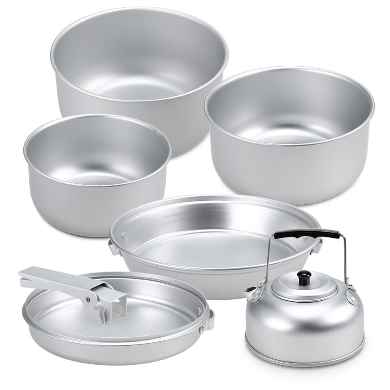 Portable Outdoor Camping Cookware Set Lightweight Anodized Aluminum Cookset Cooking Pot Pan Kettle Set with Handle
Portable Outdoor Camping Cookware Set Lightweight Anodized Aluminum Cookset Cooking Pot Pan Kettle Set with Handle