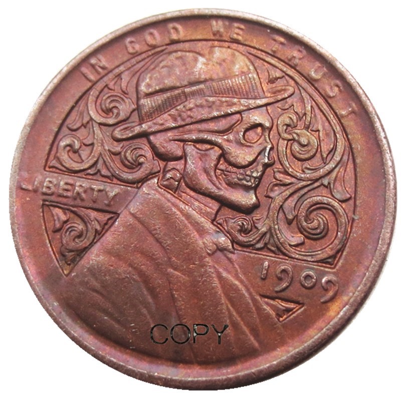 US(01) Hobo nickel 1909 Penny facing skull skeleton zombie Copy Coin Pendant Accessories Coins
US(01) Hobo nickel 1909 Penny facing skull skeleton zombie Copy Coin Pendant Accessories Coins