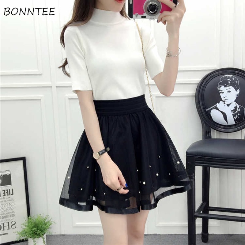 Mesh Skirts Womens 2020 Summer Spring Floral Breathable Elastic Waist Short Skirt Women Outwear A-line Elegant Casual Lace Up, Black solid
Mesh Skirts Womens 2020 Summer Spring Floral Breathable Elastic Waist Short Skirt Women Outwear A-line Elegant Casual Lace Up, Black solid