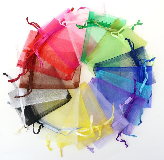 7x9cm 9x12cm 10x15 cm13x18CM Organza Jewelry Packaging Bags Wedding Party Decoration Drawable Gift Bags 24 colors GB1506