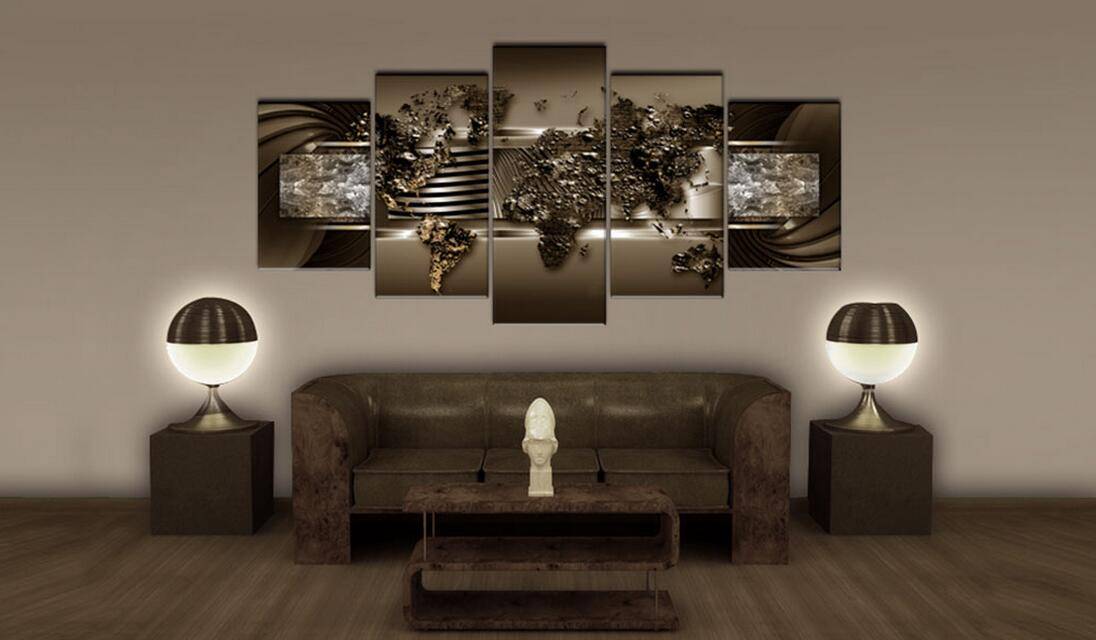 5pcs/set Unframed Chocolate Map HD Print On Canvas Wall Art Picture For Home and Living Room Decor