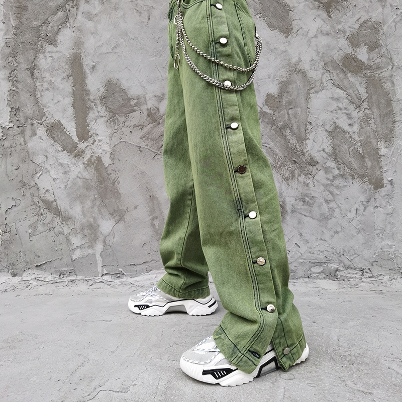 Men Side Buttons Washed Vintage Streetwear Hip Hop Loose Straight Jeans Trousers Male Women Couple Denim Pant, Black
Men Side Buttons Washed Vintage Streetwear Hip Hop Loose Straight Jeans Trousers Male Women Couple Denim Pant, Black