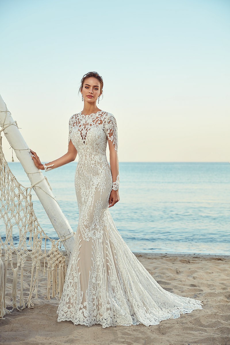 eddy k beach mermaid wedding dresses jewel neck white boho wedding bridal gowns abiti da sposa backless long sleeve wedding dress plus