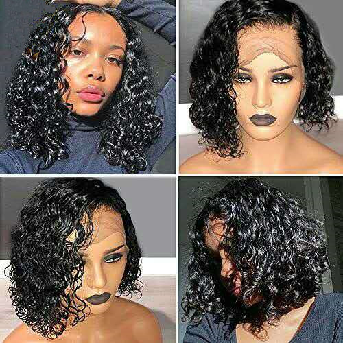 DIVA1 Water Wave Thin fillm swiss hd Lace Wig BOB Deep Part Laces Front Human Hair Wigs for Black Women Brazilian Remy double drawn PrePlucked