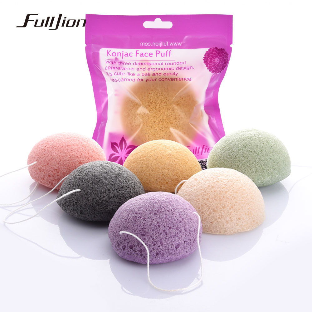 Fulljion 6 Colors Natural Konjac Konnyaku cosmetic puff Facial sponge Face Cleanse Washing Facial Care Face Powder Makeup Tools C18122501