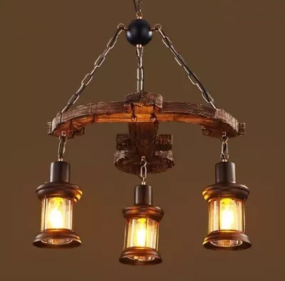 American industrial style vintage loft ship wood chandelier net coffee restaurant bar clothing store arro-boat wood chandelier