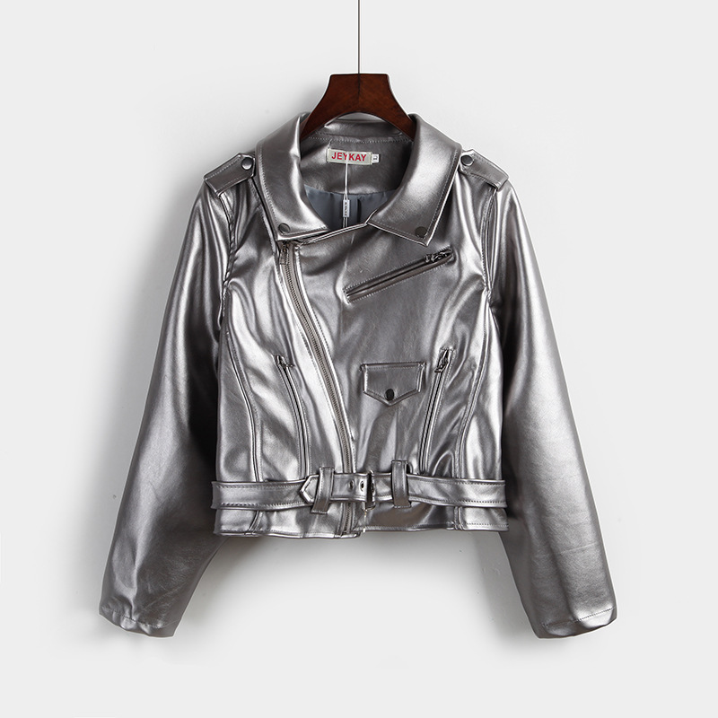 Women Punk Cool Style Jacket Short Pu Leather Coat Turn-down Collar Silver More Pockets And More Zipper Jacket Outwear
Women Punk Cool Style Jacket Short Pu Leather Coat Turn-down Collar Silver More Pockets And More Zipper Jacket Outwear