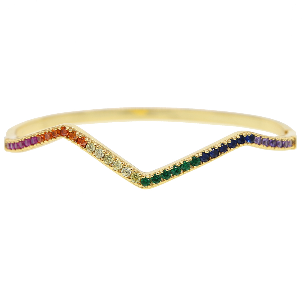 women colorful stack bangle bracelet 2024 new fashion jewelry micro pave cz 1 raw band high quality gold plated fashion bracelet