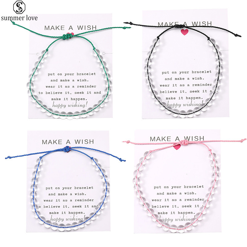Higth Quality Fashion Ocean beads bracelet Make a Wish Card Rope Braided Bracelets Bangles With Glass Bead for Women Girls Beach Jewelry-Z
Higth Quality Fashion Ocean beads bracelet Make a Wish Card Rope Braided Bracelets Bangles With Glass Bead for Women Girls Beach Jewelry-Z