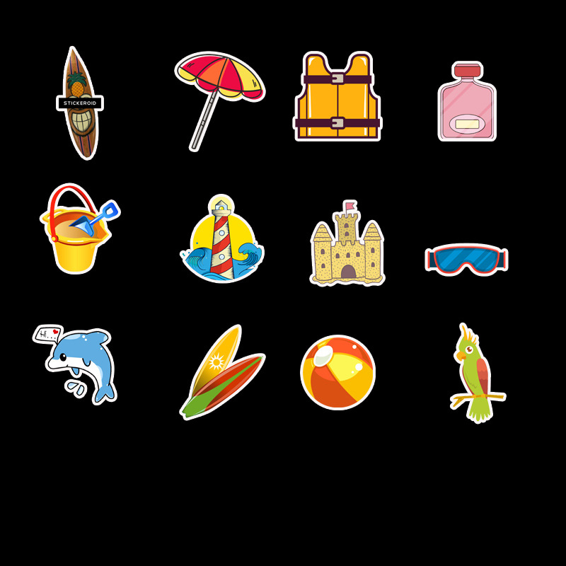 50pcs/Set Vsco Girl Stickers Cartoon Cute Small Fresh Sticker Waterproof Graffiti Decorative for Suitcase Guitar Notebook Toy