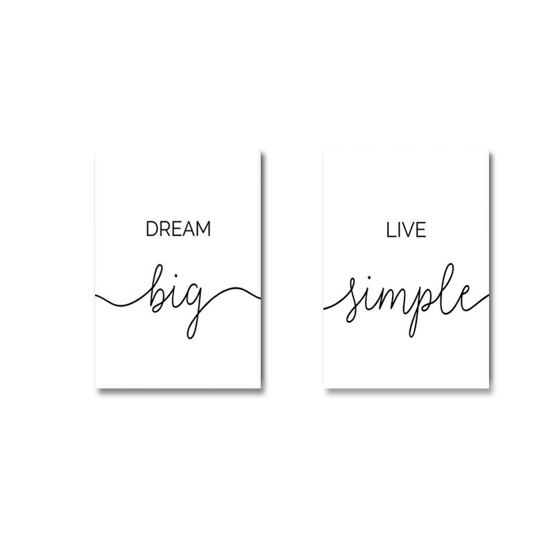 Paintings SURELIFE Dream Big Live Simple Life Quote Black And White Wall Art Prints Canvas Poster Pictures Bedroom Home Decor