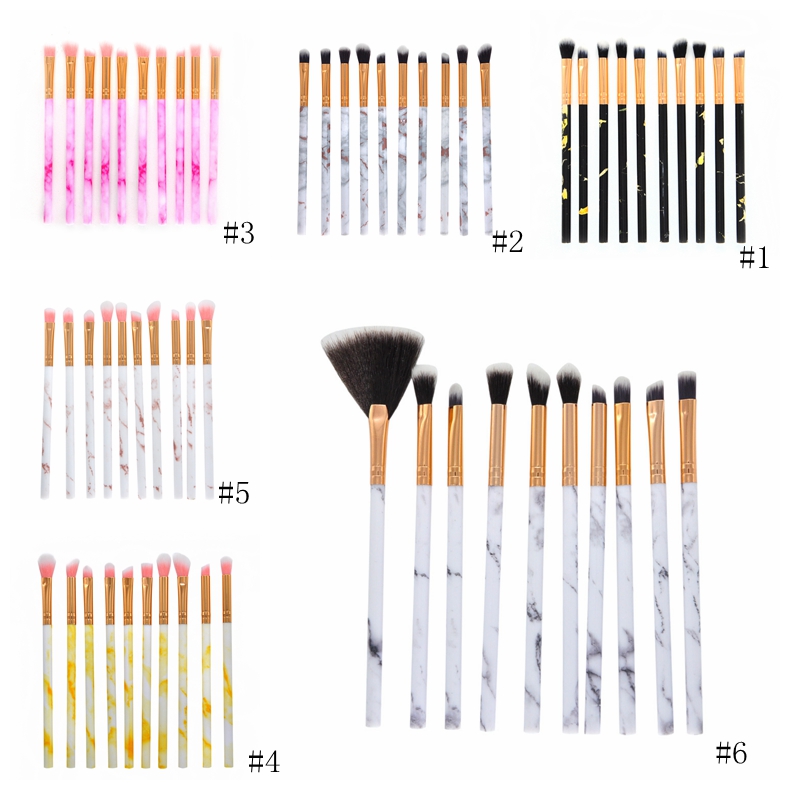 10PCS Makeup Brushes Tool Kit Eye Shadow Blending Brush Set Cosmetic Brushes Marble Eyebrow Synthetic Hair Make Up Brush Pinceles De Maquillaje