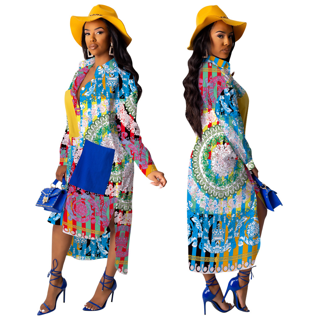 2020 Designer Bohemian print shirt dress lapel neck fashion irregular long maxi dress women single breasted full sleeve dress with buttons, As the photos
2020 Designer Bohemian print shirt dress lapel neck fashion irregular long maxi dress women single breasted full sleeve dress with buttons, As the photos