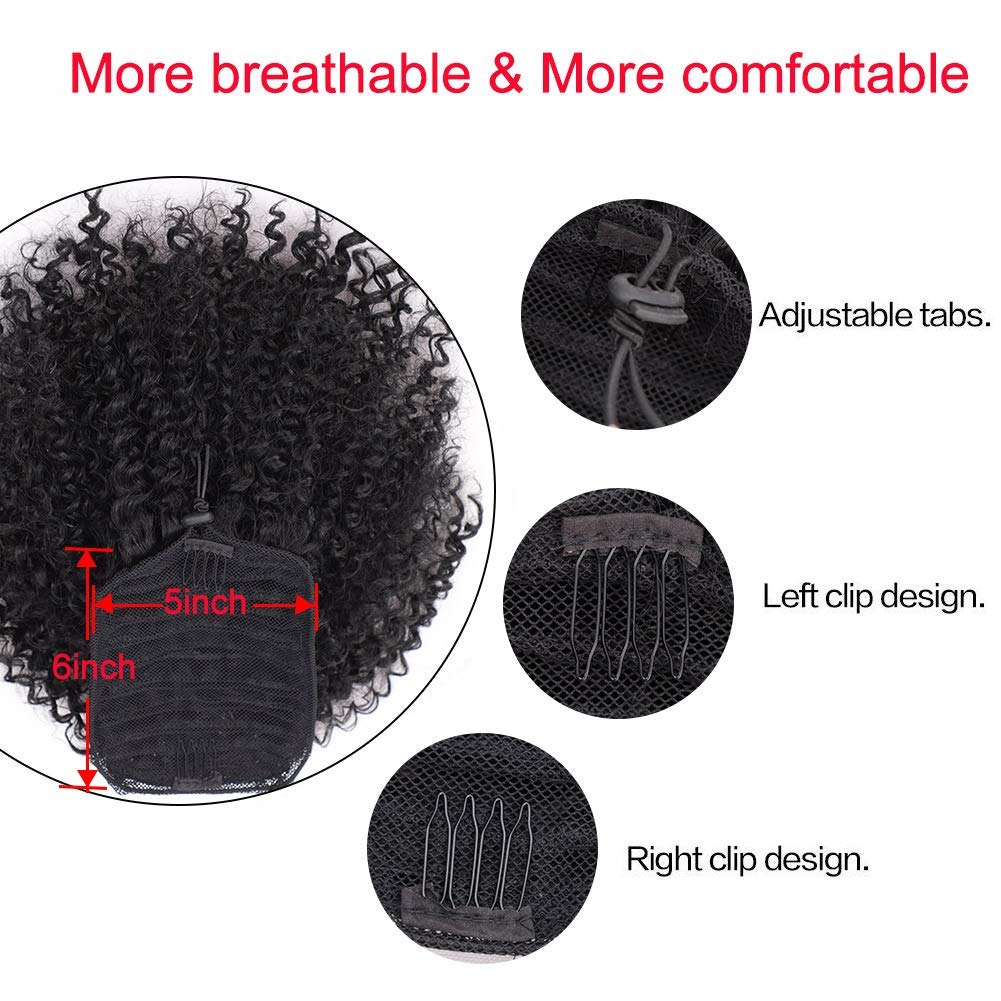 Women Hair Extensions 4b 4c Afro Kinky Curly Hair Ponytail Hairpiece clip in Drawstring Ponytails Pieces Buns Peruca