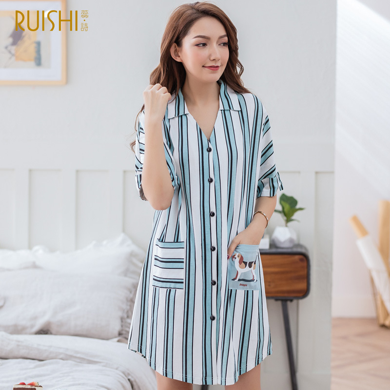 Sleepshirts Plus Size Night Dress Women 100% Cotton Lingerie Sleepwear Striped Lapel Cardigan Short Summer Night Dressing Gown, 8115 on sale
Sleepshirts Plus Size Night Dress Women 100% Cotton Lingerie Sleepwear Striped Lapel Cardigan Short Summer Night Dressing Gown, 8115 on sale