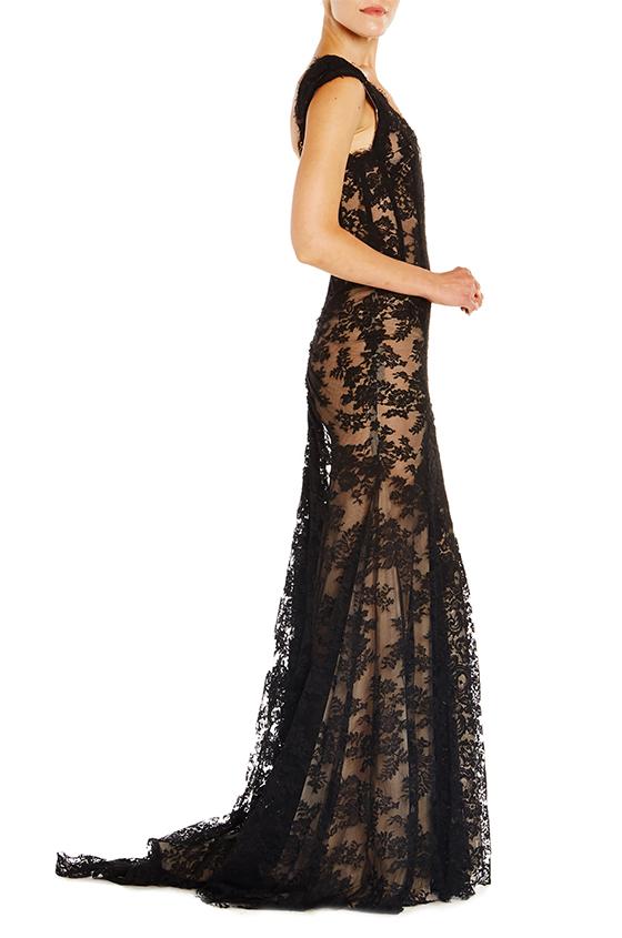 Monique Lhuillier 2019 Mother of the Bride Dresses Black Lace V Neck Illusion Mermaid Evening Gowns Sexy Backless Mother's Formal Dress