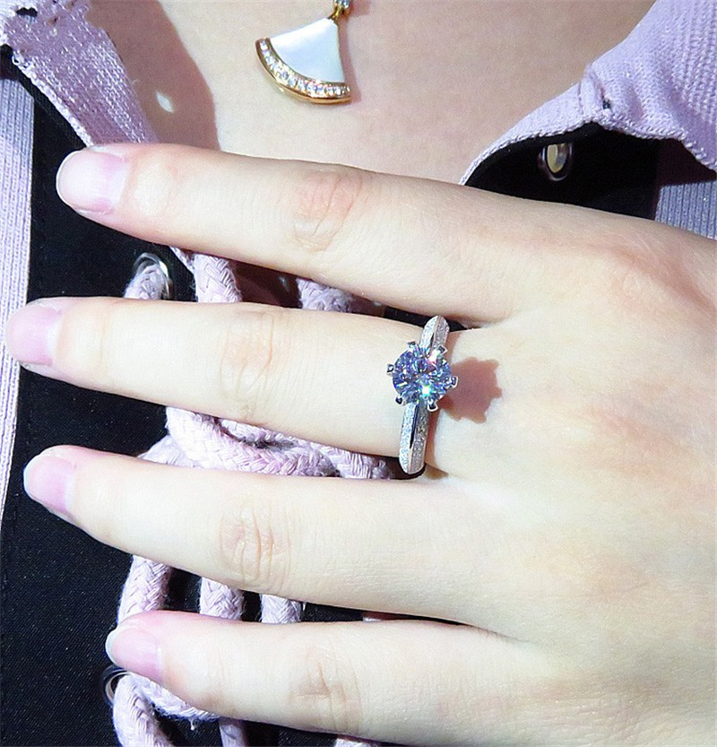 Vecalon solitaire ring 100% Real 925 Sterling Silver Micro pave Diamond Engagement wedding band rings For women Finger Jewelry