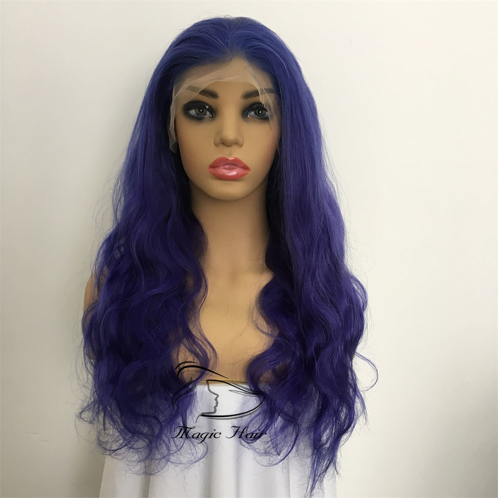 Full Lace Human Hair Wigs Purple Color Natural Wave Brazilian Virgin Human Hair Lace Front wig With Baby Hair Glueless
