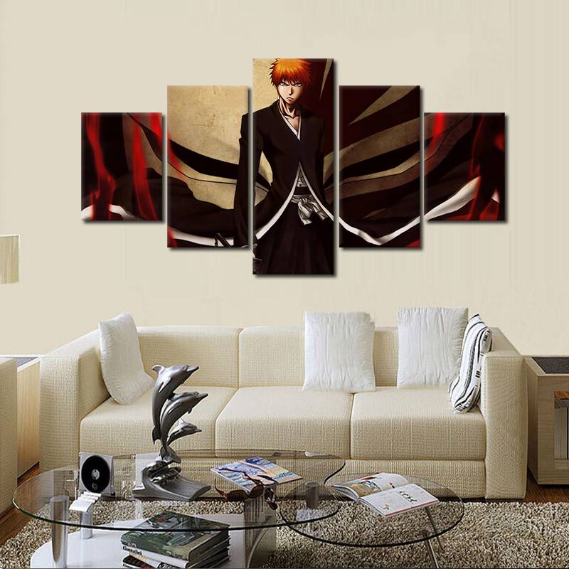 5pcs/set Unframed Bleach kurozaki Ichigo Anime Poter Painting On Canvas Wall Art Painting For Living Room Decor