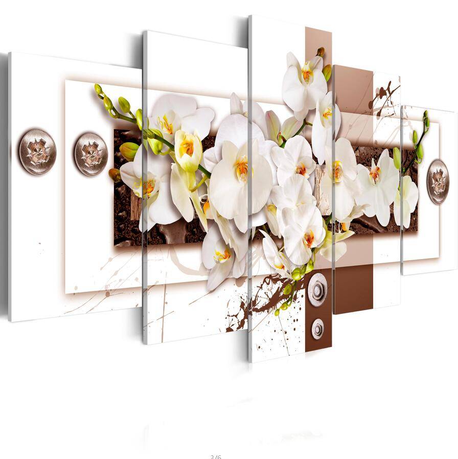 2019 5PCS/Set Fashion Wall Art Canvas Painting Orchid Flower Modern Home Decoration,Choose Color And Size(No Frame)