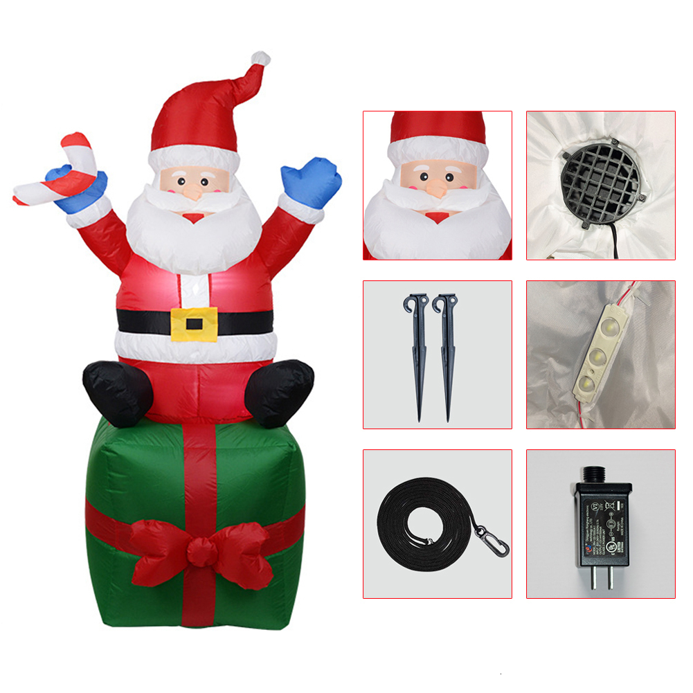 Inflatable Santa Claus Christmas Decoration Outdoors Ornaments Xmas New Year Party Home Garden Yard 1.8M Santa Xmas Decoration EU US Plug