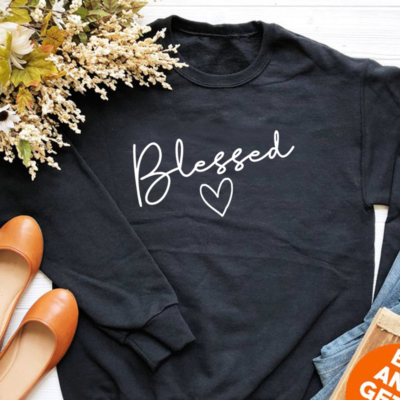 Blessed Christian Sweatshirts Women Jesus Faith Hope Love Pullover God Grace Festival Jumper Autumn Heart Clothing Drop Shipping LY191115