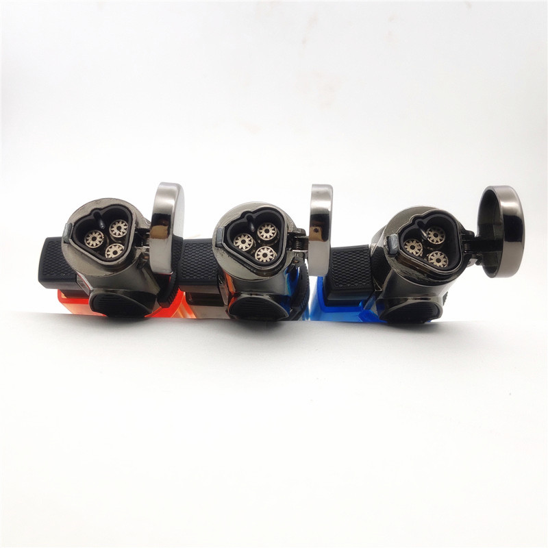 Mini Metal Windproof Refillable Butane Gas 3 Jet Flame Welding Camping Torch Random Color Cigarette Cigar Lighter W260202