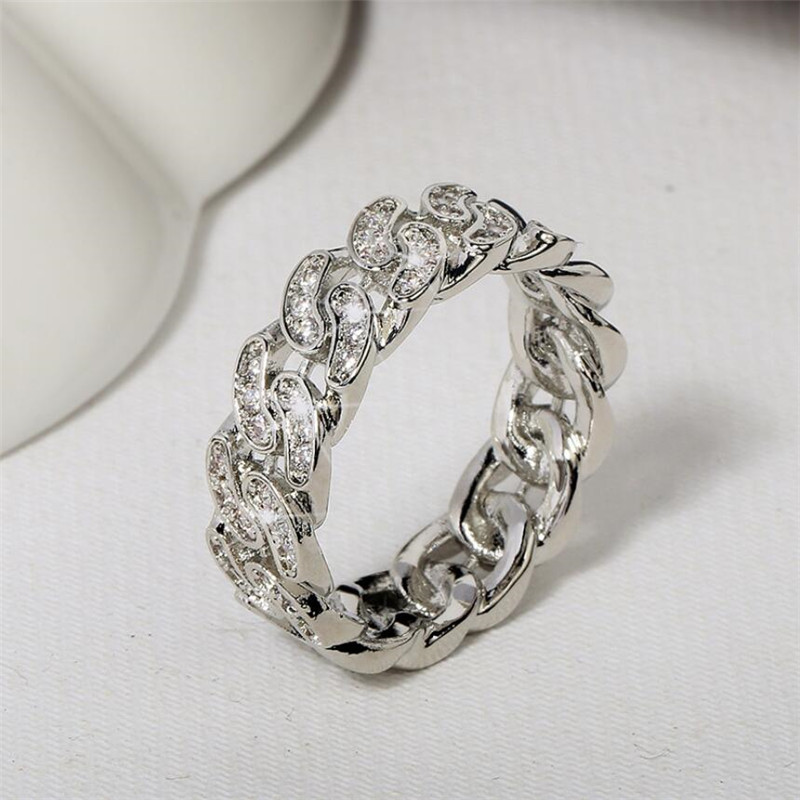 Hip Hop Ins Top Selling Vintage Jewelry 925 Sterling Silver&Rose Gold Cross Rings 5A CZ Crystal Zircon Party Women Wedding Band Ring Gift